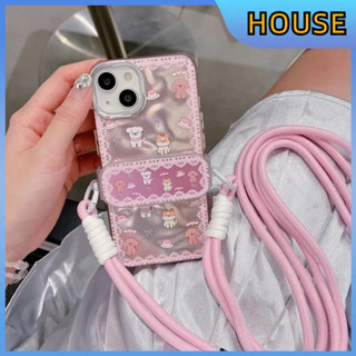 💲คูปองเคลม💲เคสไอโ case for iphone 11 12 หมีน้อย พร้อมคลิปด้านหลัง เคส 14 13 12 11 pro max ทนทาน ชุบ ป้องกันการตก