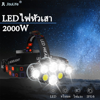 MAFSEUT ไฟฉายคาดหัว ไฟ LED 8 ดวง, แสงสีแดง, IPX4 กันน้ำ 8 โหมด อุปกรณ์ตั้งแคมป์และเดินป่า ไฟฉายคาดหัวแรงสูง