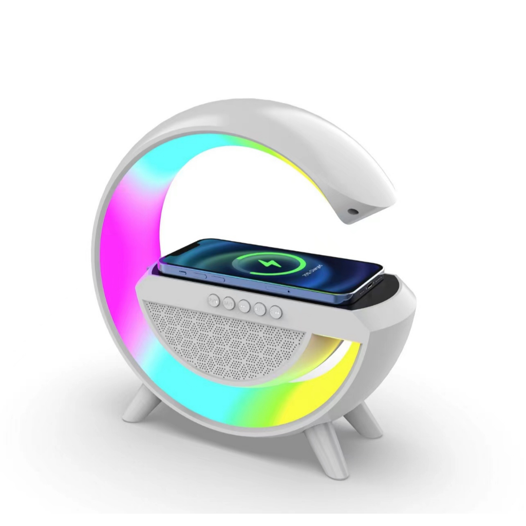 ลําโพงบลูทูธไร้สาย+แท่นชาร์จไร้สาย โคมไฟ LED 7สี พกพา Bluetooth Wireless Charging Speaker