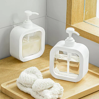 GaGiNang ขวดปั๊มสบู่เหลว 300/500 ml ขวดสเปรย์แบบกด ใส่พวกโลชั่น แชมพู เจลอาบน้ำ เคสสีขาว สามารถ ถอดออกได้