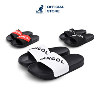 KANGOL Slippers unisex รองเท้าแตะ พื้นยาง สีดำ, ขาว-ดำ, แดง-ดำ 60252201