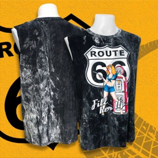 เสื้อกล้ามฟอกสี โอเวอร์ไซส์ ลาย ROUTE 66