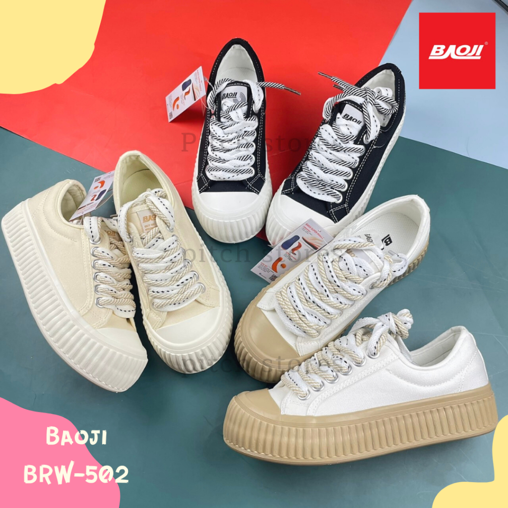 Baoji รองเท้าผ้าใบแฟชั่น ผูกเชือก ส้นสูง 2 นิ้ว รุ่น BRW502 (37-41)