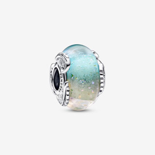 ⭐️(พร้อมส่ง)มูขนนก PANDORA Multicolour Murano Glass &amp; Curved Feather Charm ของเเท้100%