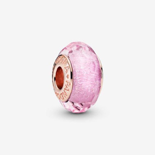 ⭐️(พร้อมส่ง)มูชมพูเเกนโรส PANDORA Faceted Pink Murano Glass Charm ของเเท้100%