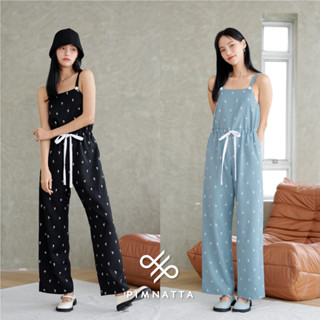 PIMNATTA Maple Jumpsuit จั๊มสูทขายาวผูกเอว ทรงสวย ทอลายดอกไม้ ตกแต่งกระดุมปั๊ม