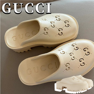 กุชชี่ Gucci รองเท้าแตะแพลตฟอร์ม G ผู้หญิงกลวง / สินค้าลดราคาปลอดภาษีน่ารักมาก