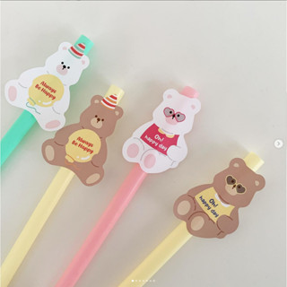 พร้อมส่ง สติกเกอร์ไดคัท หมี bear ตัวใหญ่ มินิมอล Sticker สติ๊กเกอร์น่ารัก สติกเกอร์ตกแต่ง DIY สไตล์เกาหลี (6ดวง/แผ่น)