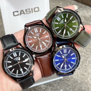 (มีวันที่) Casio Standard นาฬิกาคาสิโอ้ พร้อมกล่อง นาฬิกาข้อมือผู้ชายผู้หญิง คาสิโอ้สายหนัง กันน้ำ แสดงวันที่ RC643