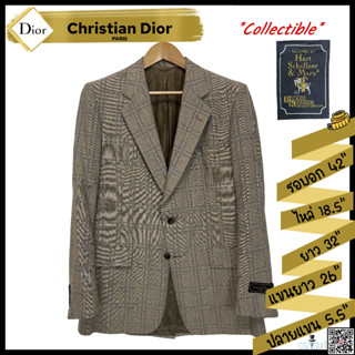 (ของใหม่) สูท Christian Dior สีเบจลายสก็อต (ผ้าวูลแท้)