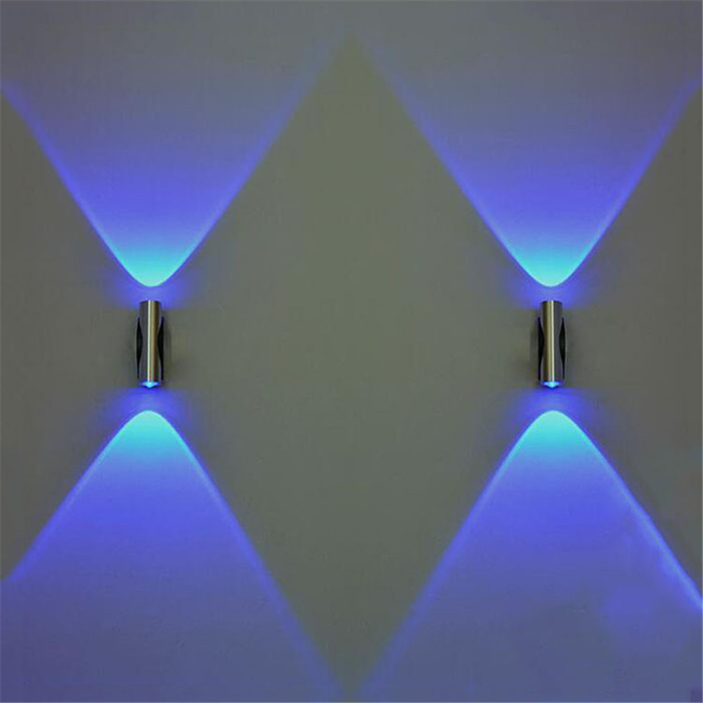 LED สองหัว,โคมไฟติดผนังอลูมิเนียมสีฟ้าสำหรับห้องนอนแสงไฟ LED ตกแต่งบ้าน