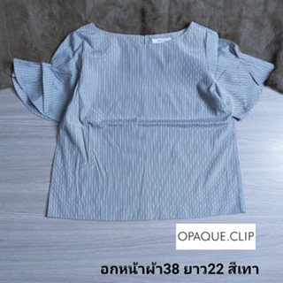 OPAQUE.CLIP เสื้อแขนสั้น แขนระบาย ลายริ้ว ผ้าดี งานสวยมากๆ ใส่สบาย มือสองสภาพใหม่ ขนาดไซส์ดูภาพแรกค่ะ งานจริงสวยค่ะ