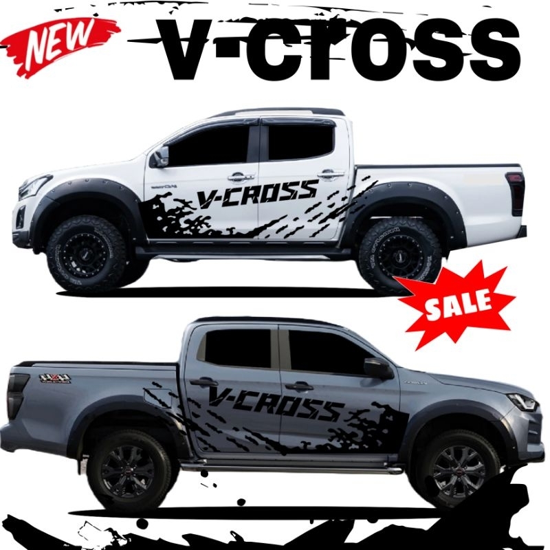 สติ๊กเกอร์ติดรถ v-cross  สติ๊กเกอร์ลายโคลนสาด v-cross สติ๊กเกอร์แต่งรถ D-max v-cross