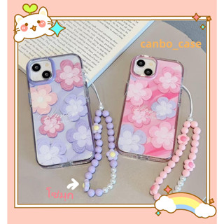 🎁ส่งของขวัญ🎁เคสไอโฟน สำหรับ 11 14 for iPhone Case 13 12 Pro Max แฟชั่น ดอกไม้ โซ่มุก กันกระแทก เคสนิ่ม เคสโทรศัพท์