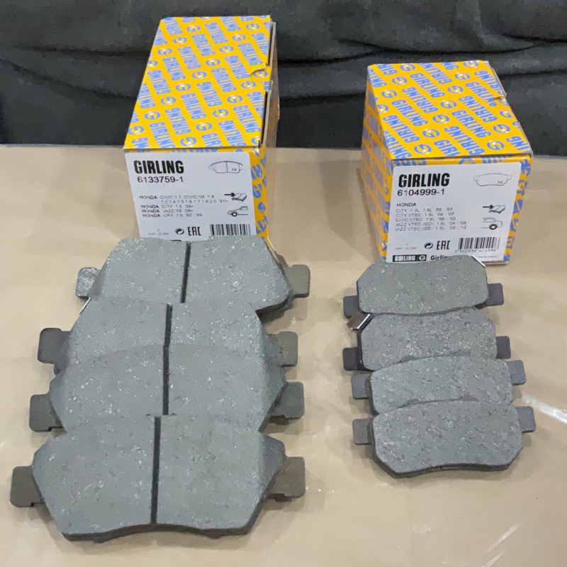ผ้าเบรค หน้า,หลัง ยี่ห้อ Girling  HONDA JAZZ GE CITY ปี 2008-2013