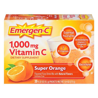 พร้อมส่ง🔥 Emergen-C 1,000mg Vitamin C Super Orange 30ซอง เครื่องดื่มวิตามินซี วิตามินซีผง วิตามินซี วิตามินบี EmergenC