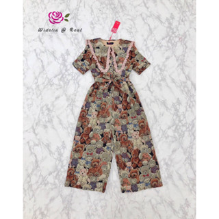 ราคาถูกที่สุด!! Widelia @ Real Vintage Jumpsuit จั้มสูทขาบานแสนสวย ลายน้องหมี