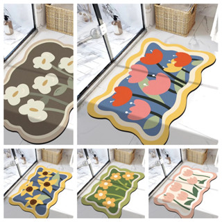 40*60cmพรมหินเช็ดเท้า Bath Mat พรมแร่หินเช็ดเท้า พรมหินซับน้ำ ดูดซับน้ำได้ดี แห้งไว ไร้กลิ่นอับ ไม่ต้องซัก แบบครึ่งวงกลม