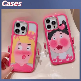 คูปองเคลม🎀เคสไอโ case for iphone 11 12 สาวน่ารักน่าเกลียด + ต่างหู เคส 14 13 12 11 pro max เคสมือถือชุบไฟฟ้า