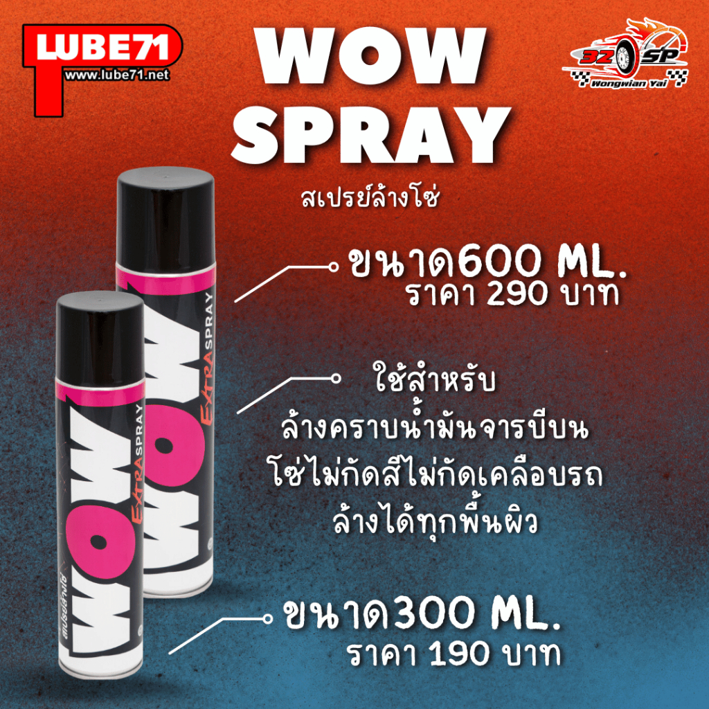 Lube 71 WOW SPRAY สเปรย์ล้างโซ่ 300 ml. & 600 ml.