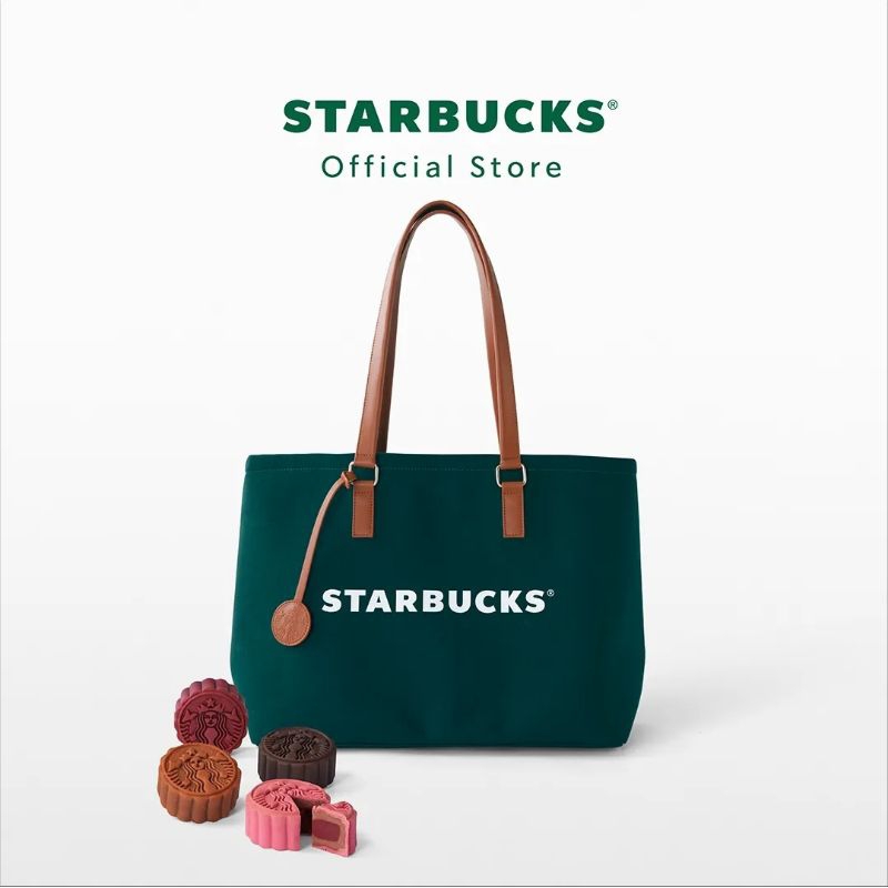 Starbucks®  แท้💯  Mooncake premium tote bag ขนมไหว้พระจันทร์พรีเมี่ยมเซ็ทรสยอดนิยม