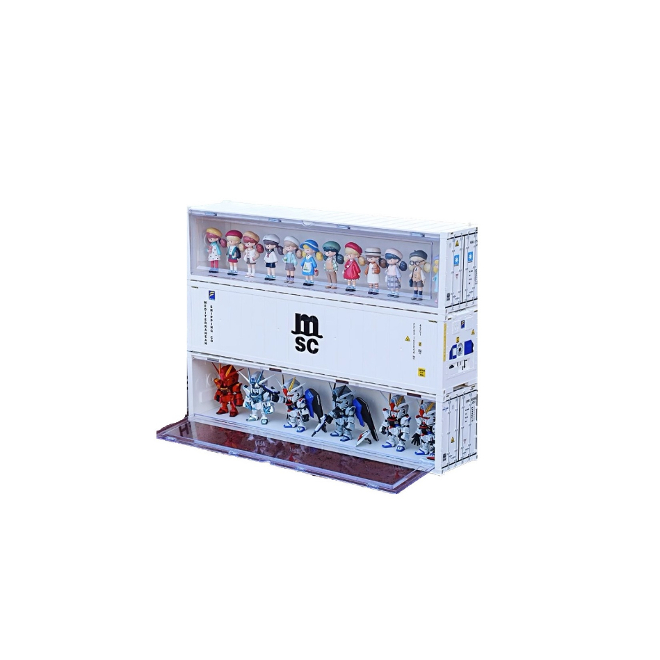 Container box แบบยาว ตู้คอนเทนเนอร์มีไฟ ตู้ไฟใส่โมเดล ตู้โชว์โมเดล ซ้อนทับได้ ใส่กล่องสุ่ม blindbox nendoriod art toy