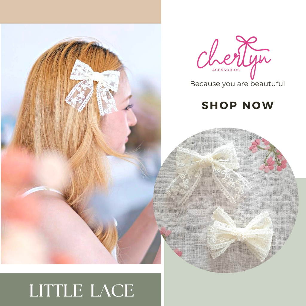 Little Lace กิ๊บปากเป็ด กิ๊บติดผมลูกไม้สีขาว 3 แบบ Cherlyn