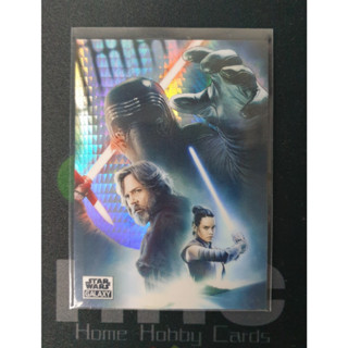 การ์ด Topps Chrome Star Wars Galaxy "Light Rises to Meet Dark" Prism refractor /75