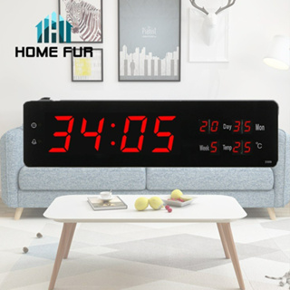 Home Fur นาฬิกา LED แขวนผนัง ขนาด 33X9X3CM รุ่น 3309 นาฬิกาดิจิตอล ไฟสีแดง – ตัวเรือนสีดำ ขอบสีเงิน