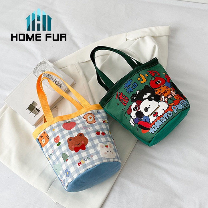 Home Fur ( ◡‿◡) กระเป๋าผ้าใส่ของอเนกประสงค์คิวท์ๆ กระเป๋าคล้องแขนลายการ์ตูนน่ารักๆ