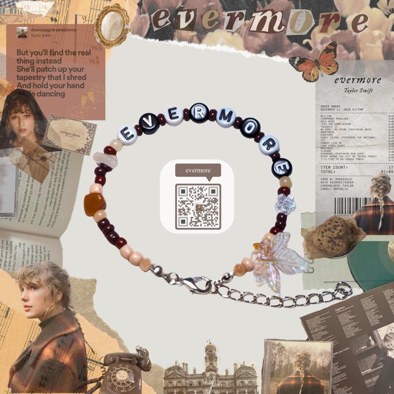 กำไลลูกปัด สร้อยข้อมือลูกปัด Evermore Taylor Swift