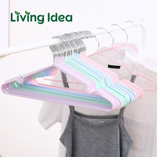 Living idea ไม้แขวนเสื้อ ไม้แขวนสแตนเลส เคลือบซิลิโคนกันลื่น สีพาสเทล พร้อมส่งในไทย