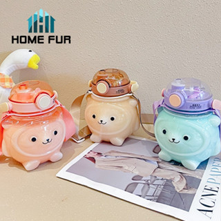 Home Fur ขวด กระบอกน้ำพลาสติกแบบใส สะพายแล้วน่ารัก สีหวานกรุบ ไซส์มินิ พกพาง่าย ใช้งานสะดวกʕ≧ᴥ≦ʔ