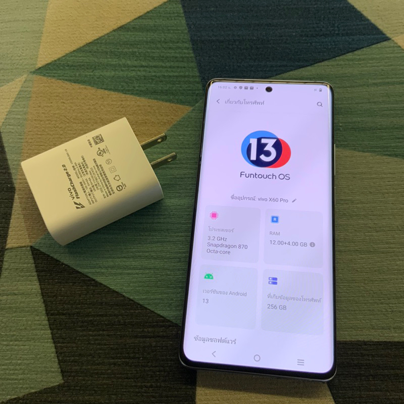 Thai2hand-M มือสองสภาพสวย รุ่น วีโว x60 Pro Ram 12+4 Rom 256 GB สภาพสวย ฟรีเคส ฟิล์ม พร้อมอุปกรณ์ รั