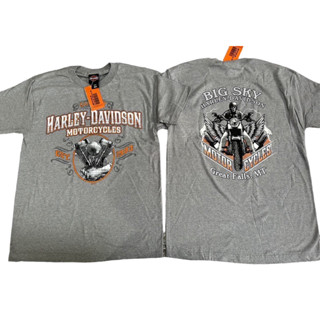 Harley Davidson (S-XL)  เสื้อยืดคอกลมผู้ชายแขนสั้น