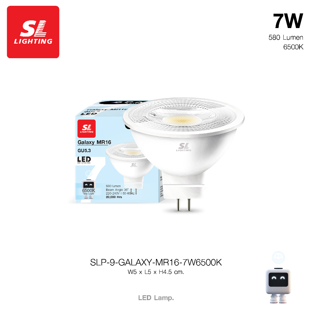 หลอดฮาโลเจน Led Halogen MR16 220v 7w GU5.3 DayLight  และ MR16 12v 50w SL