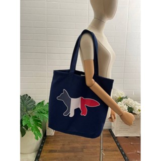 MAISON KITSUNÉ TRICOLOUR FOX TOTE BAG - NAVY