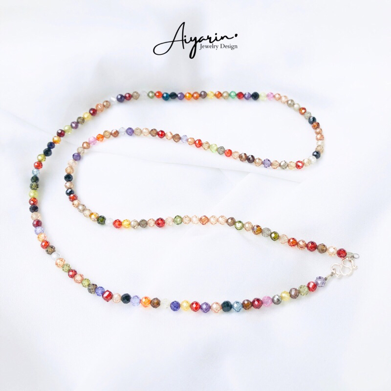 สร้อยพระสร้อยคอมณีใต้น้ำ 3.5-4mm นำพาโชคลาภ ความมั่งคั่ง โชคดีสิริมงคลเเก่ผู้สวมใส่  เจียระไนผลึกสวยงาม ใส่สวยระยิบระยับ