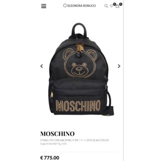 🐻‍❄️🐻‍❄️Moschino🐻‍❄️🐻‍❄️ น่ารักมากกก Teddy logo stud zip backpack วัสุด: ผ้าร่มnylon size small