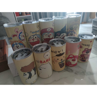 แก้วกาแฟสแตนเลส 304 1 ขวด มี 2 ลายการ์ตูน แจกสติกเกอร์แบนและสติกเกอร์ 3 มิติฟรี เหมาะสำหรับฉนวนน้ำร้อนและน้ำเย็น กระติกน