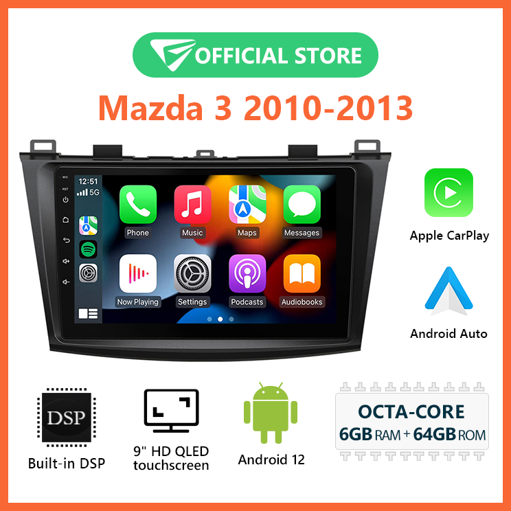 เครื่องเล่นรถยนต์ Eonon Mazda3 Android 12 พร้อม Apple CarPlay และ Android Auto QLED DSP M3BLA12S M3B