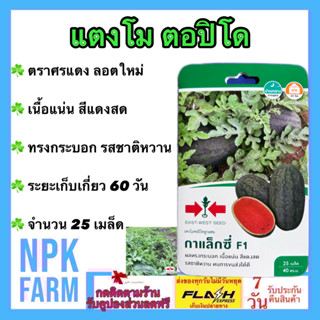ผักซอง ศรแดง แตงโม ตอปิโด กาแล็กซี่ จำนวน 25 เมล็ด/ซอง ลอตใหม่ เนื้อแน่น สีแดงสด ทรงกระบอก รสชาติหวาน ขายง่าย npk