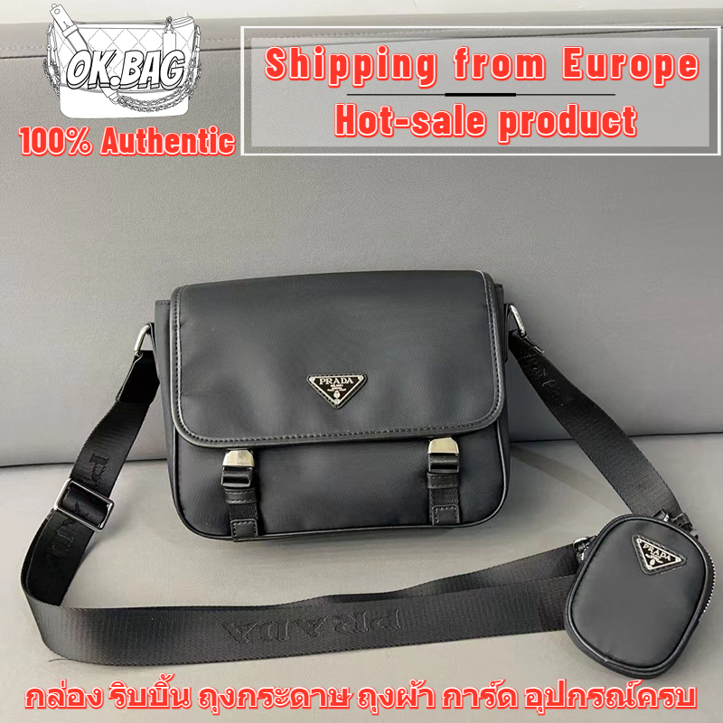 👜ปราด้า Prada Re-Nylon and Saffiano leather shoulder bag