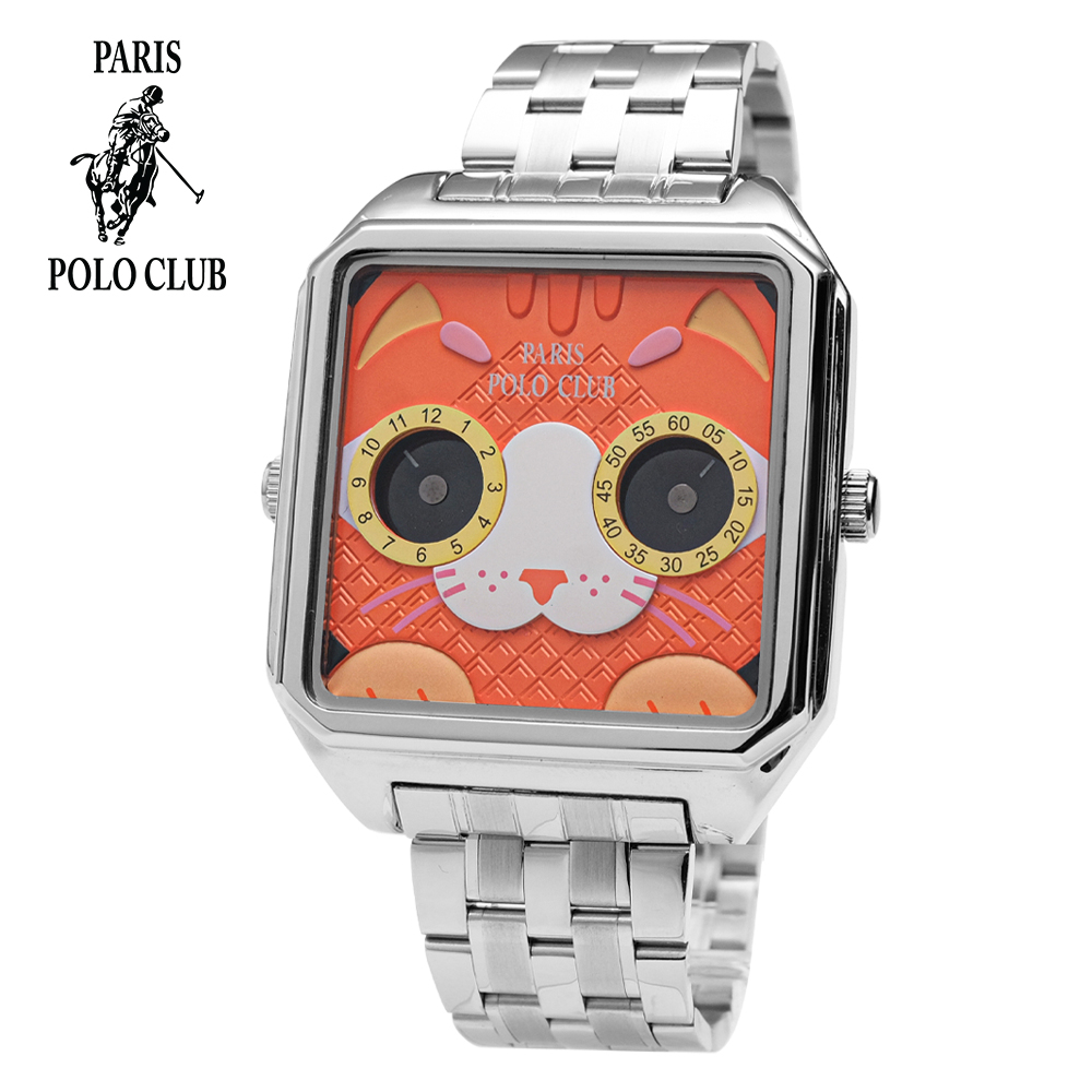 นาฬิกาทาสแมว นาฬิกาผู้หญิง ลายน้อนแมว นาฬิกาข้อมือ กันน้ำได้ ประกัน1ปี Paris Polo Club PPC-220902L