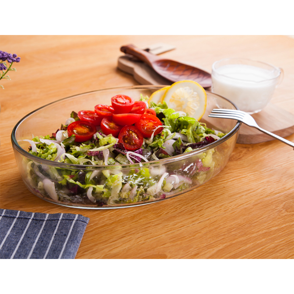 mwcจานแก้ววงรีขนาด0.7L#จาน ไมโครเวฟ#ชามแก้ว วงรี#Glass oven dish