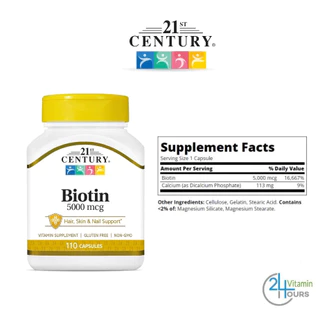 [ พร้อมส่ง] 21st Century , Biotin (ไบโอติน) 800 mcg / 5,000 mcg /10,000 mcg