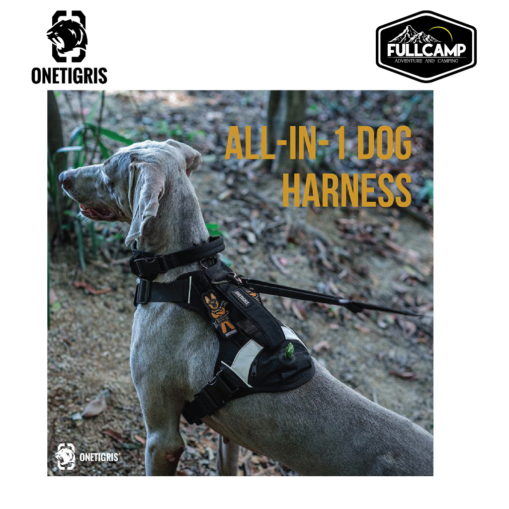 Onetigris เสื้อรัดอกสุนัขสะท้อนแสง ชุดฝึกสุนัขแบบมีกระเป๋าสำหรับใส่ถุงเก็บมูลสัตว์ สายจูง GROVER Tactical Dog Harness
