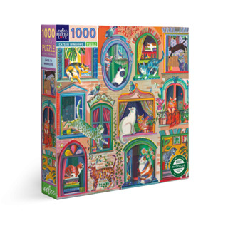 eeBoo Cats in Window 1000 Pc Square Puzzle