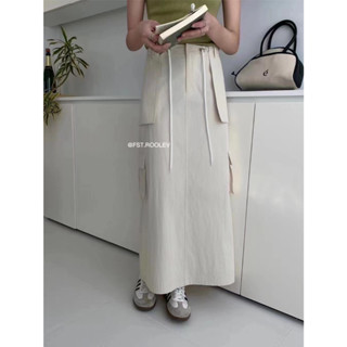 กระโปรงยาวทรงคาร์โก้ DRAWSTRING COTTON CARGO SKIRTS