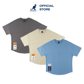 KANGOL T-shirt เสื้อยืดปักลายโลโก้ KANGOL สีกากี,เทา,ฟ้า unisex 63251021